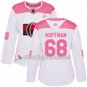 Ottawa Senators Dresy Mike Hoffman 68 Bílá 2017-2018 Adidas Růžová Fashion Authentic - Dámské